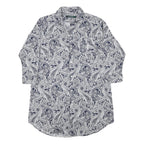 LAUREN RALPH LAUREN Womens Blue & White Paisley Shirt Dress Cotton Blend Long