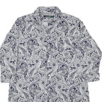 LAUREN RALPH LAUREN Womens Blue & White Paisley Shirt Dress Cotton Blend Long