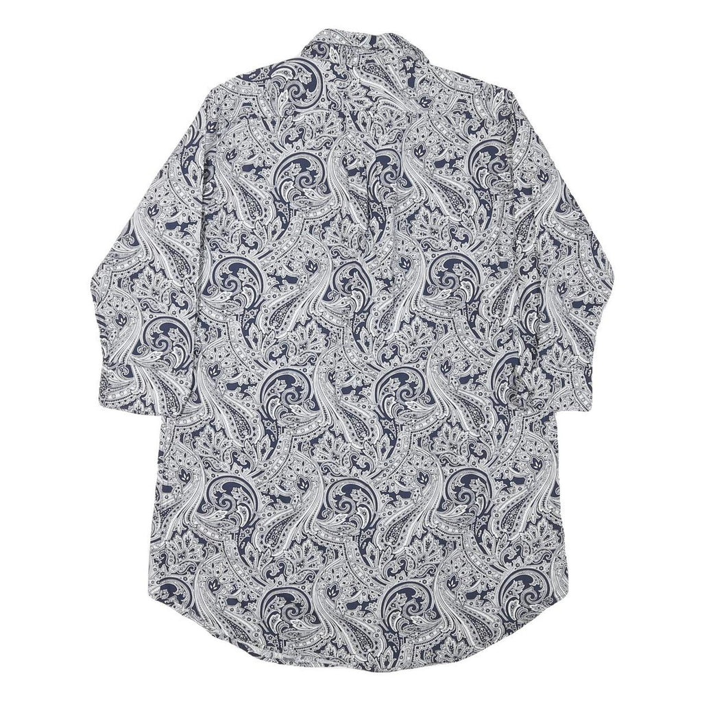 LAUREN RALPH LAUREN Womens Blue & White Paisley Shirt Dress Cotton Blend Long