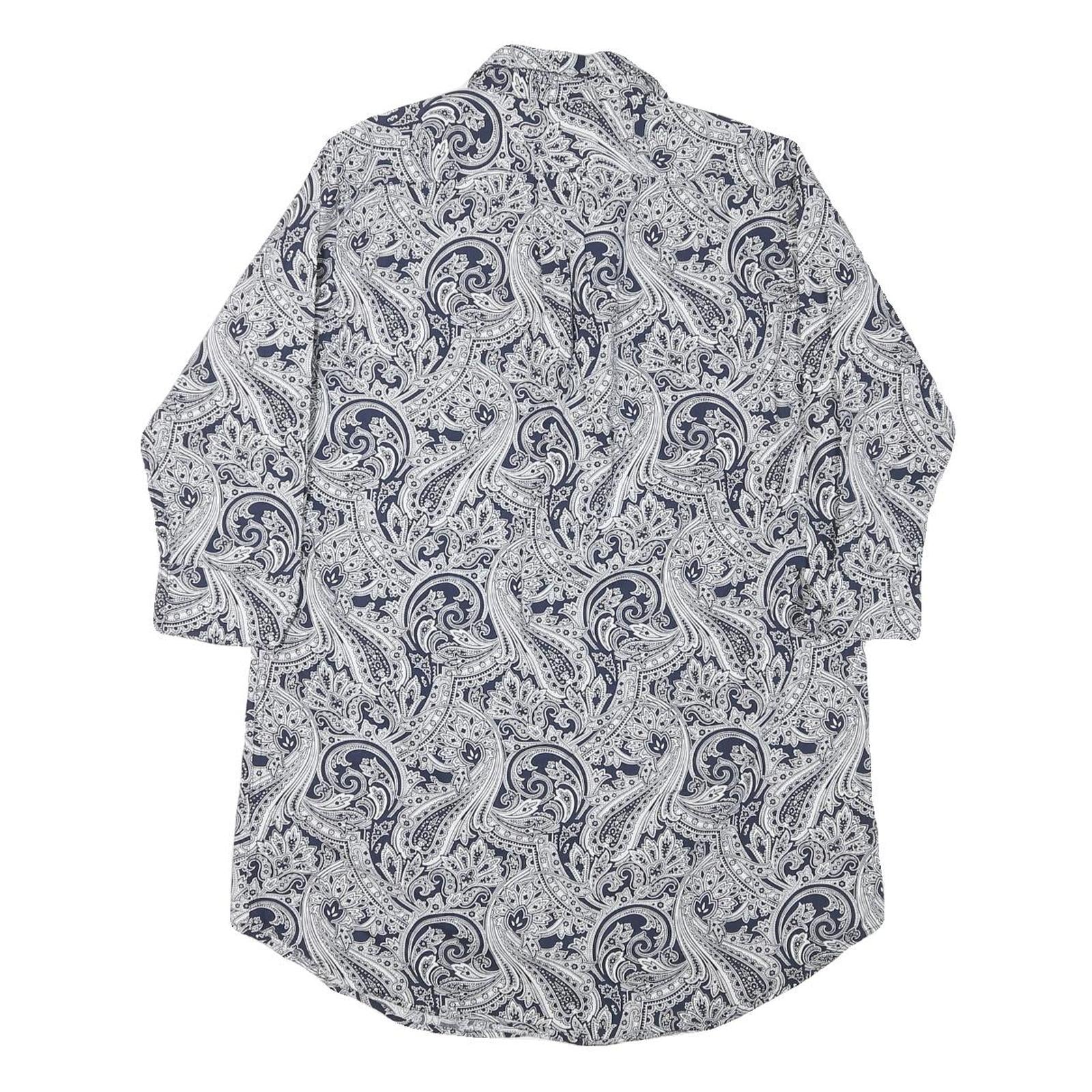 LAUREN RALPH LAUREN Womens Blue & White Paisley Shirt Dress Cotton Blend Long