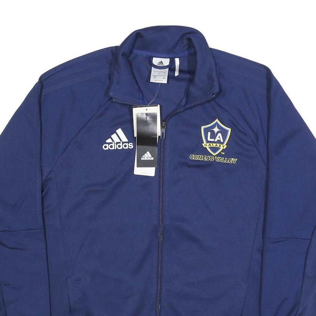 ADIDAS Mens Blue LA Galaxy Outdoor Jacket L Polyester Microfibre Plain Zip