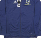 ADIDAS Mens Blue LA Galaxy Outdoor Jacket L Polyester Microfibre Plain Zip