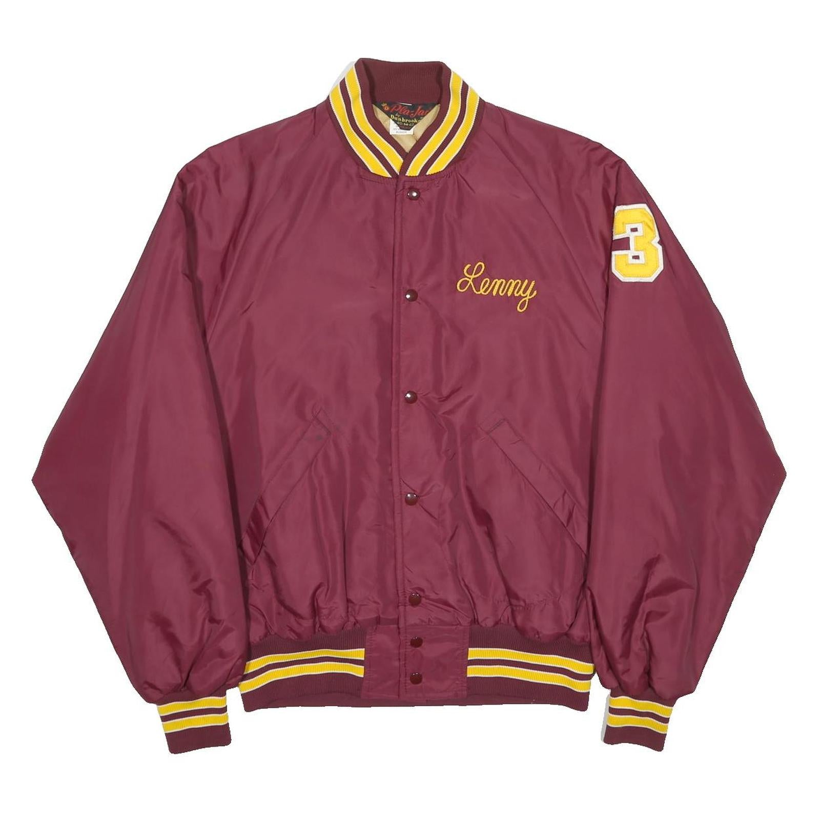 PLA-JAC Mens Maroon & Yellow Short Stop Button Nylon Jacket M Athletic Varsity