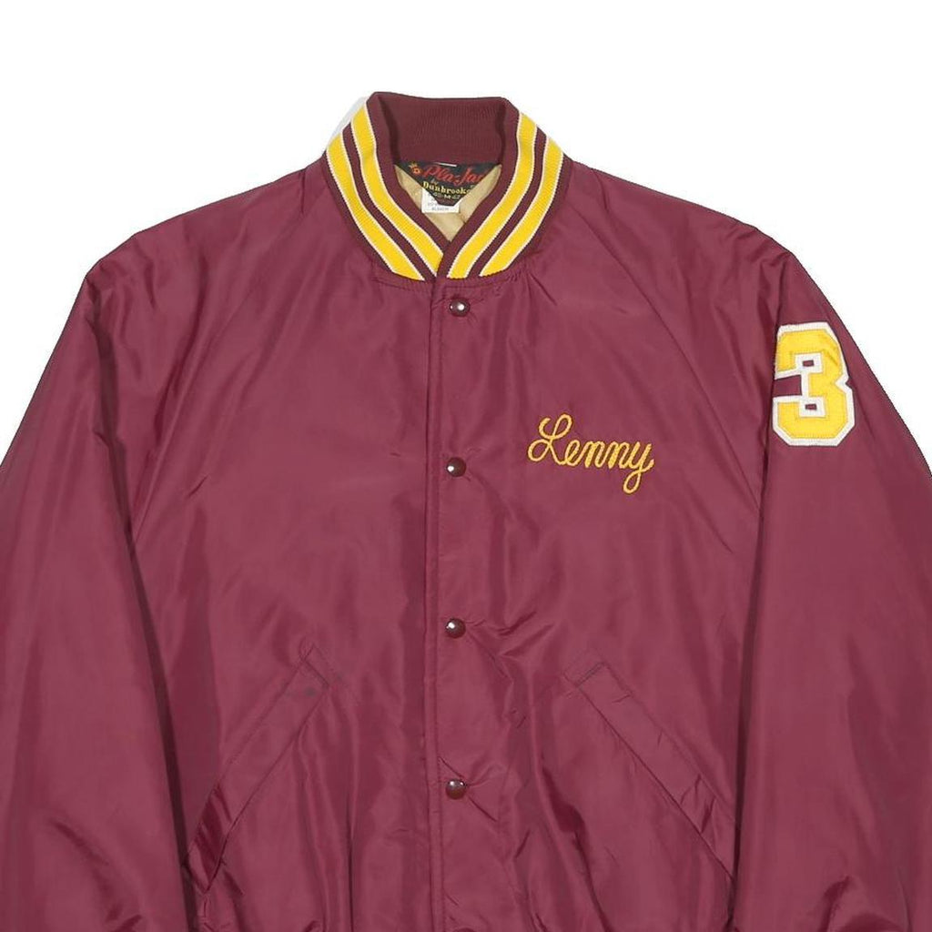 PLA-JAC Mens Maroon & Yellow Short Stop Button Nylon Jacket M Athletic Varsity