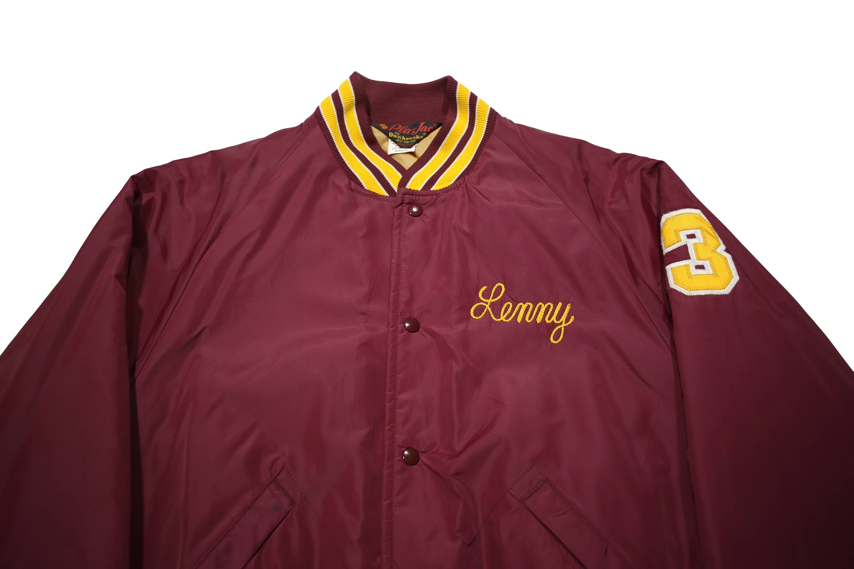 PLA-JAC Mens Maroon & Yellow Short Stop Button Nylon Jacket M Athletic Varsity