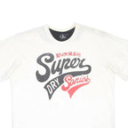 SUPERDRY Mens White & Black Graphic T-Shirt XL Short Sleeve Crew Neck Cotton