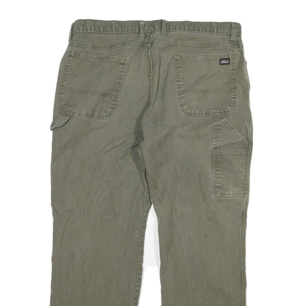 DICKIES Mens Cotton Blend Regular Fit Utility Trousers Olive W38 L30 Workwear