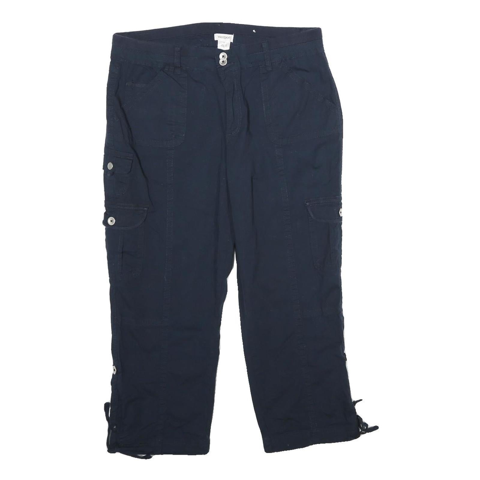 WESTPORT Womens Navy Blue Cargo Shorts UK 12 W32 Cotton Blend Comfort Style