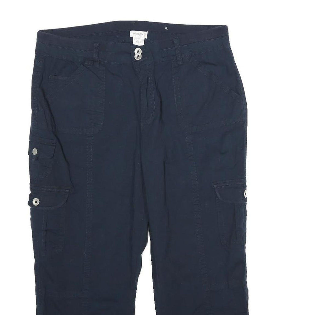 WESTPORT Womens Navy Blue Cargo Shorts UK 12 W32 Cotton Blend Comfort Style
