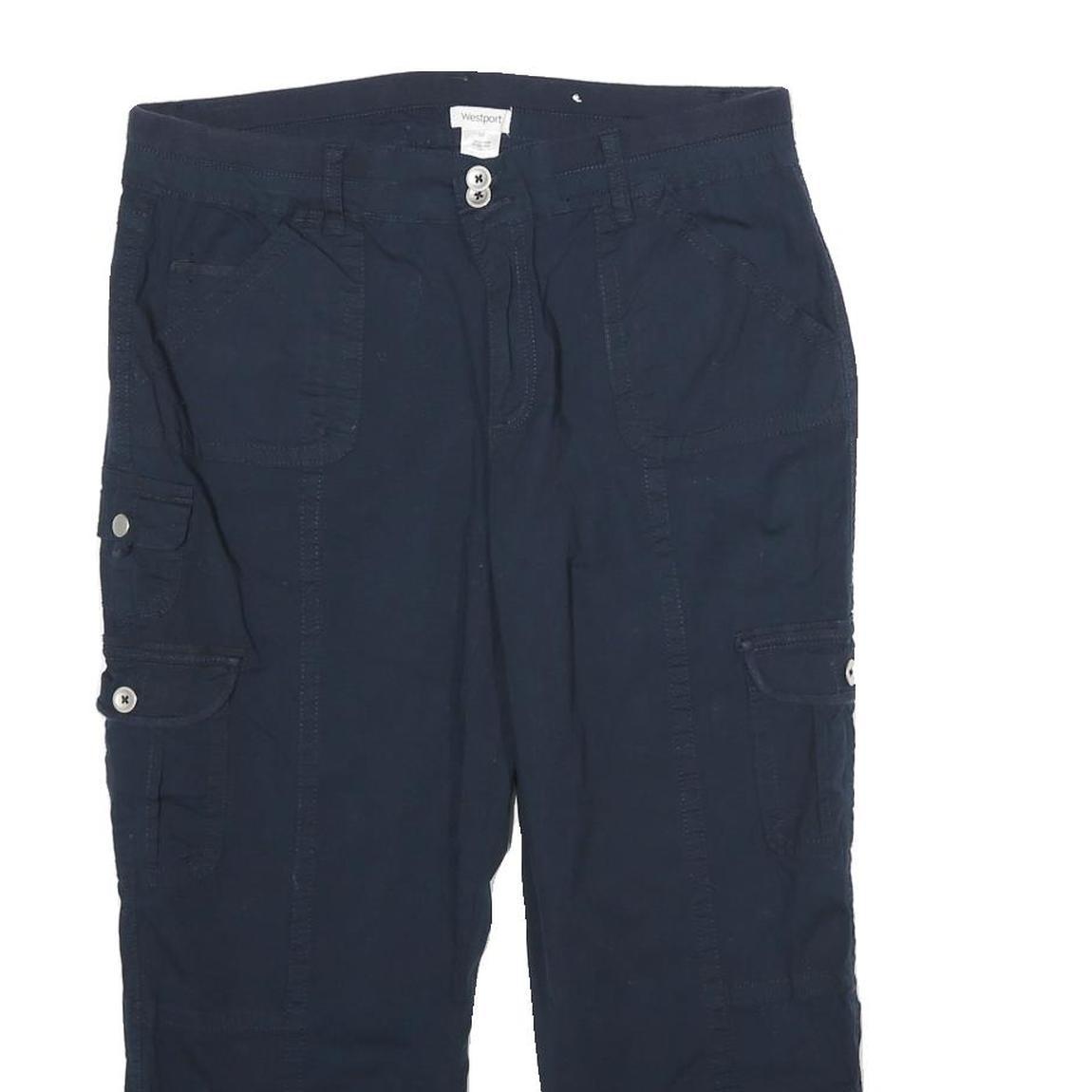 WESTPORT Womens Navy Blue Cargo Shorts UK 12 W32 Cotton Blend Comfort Style