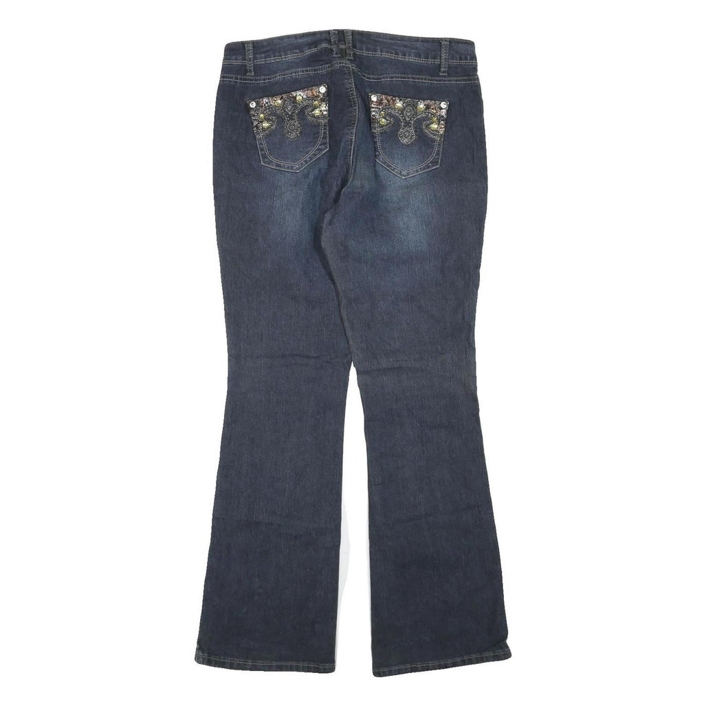 ROZ & ALI Womens Blue Regular Fit Flared Denim Cotton Blend Medium W34 L31