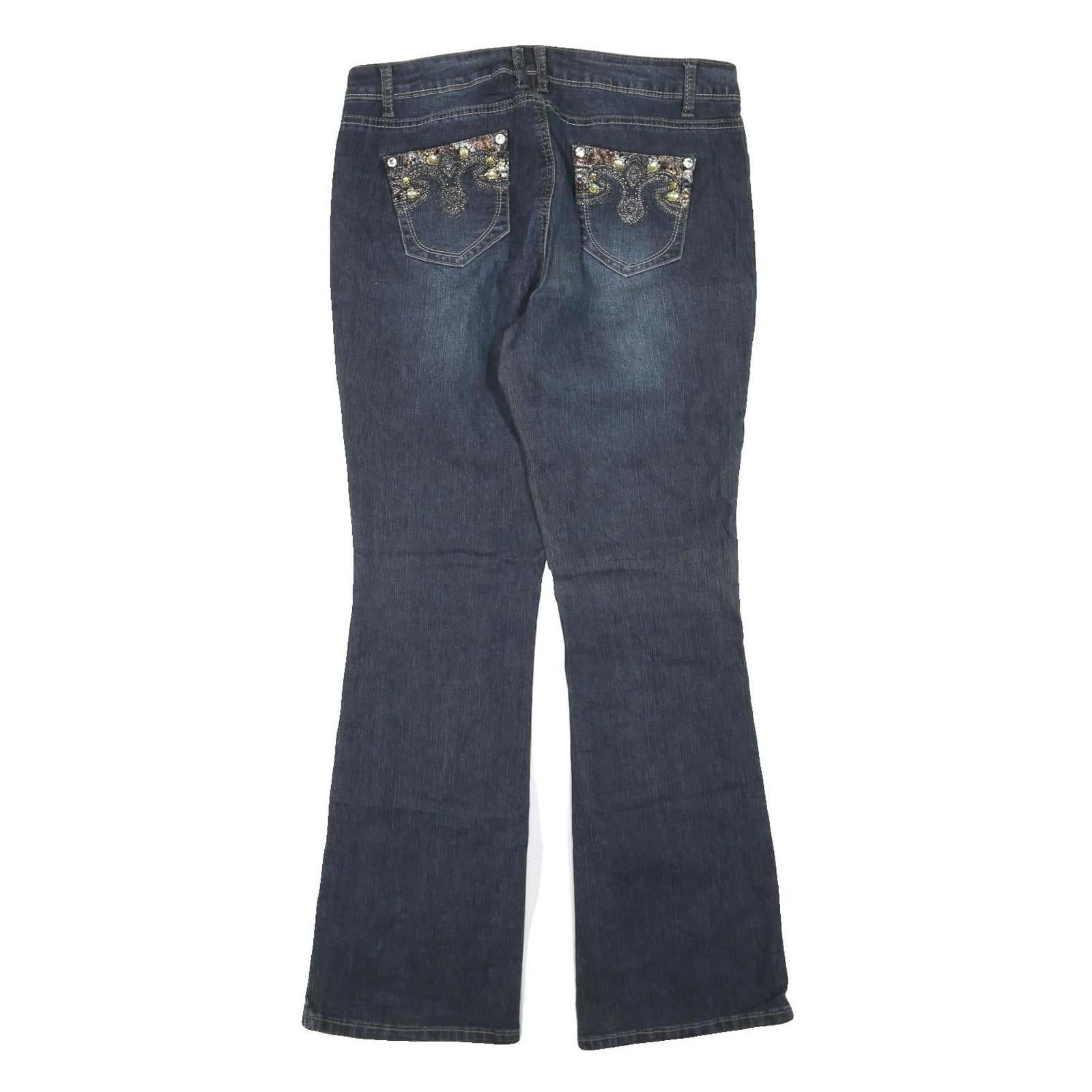 ROZ & ALI Womens Blue Regular Fit Flared Denim Cotton Blend Medium W34 L31