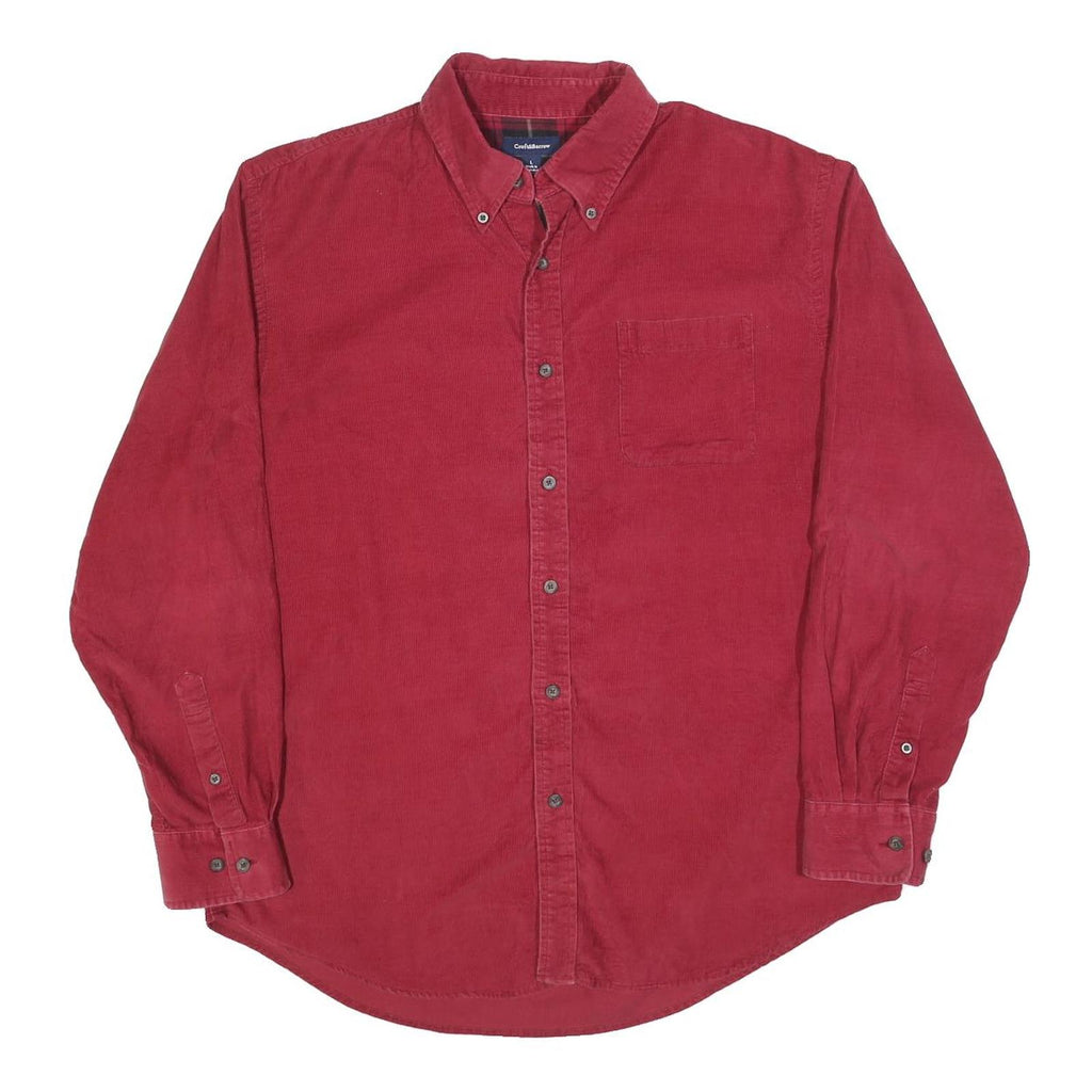 CROFT & BARROW Mens Red Cotton Blend Flannel Shirt L Button Down Pocket