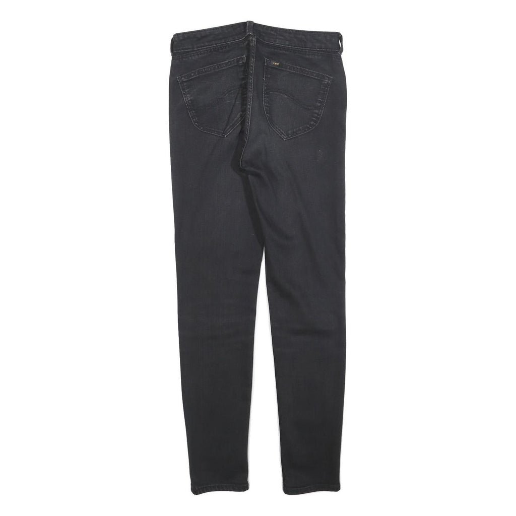 LEE Womens Slim Black Denim Jeans W28 L28 Zip Pockets Cotton Blend Stretch