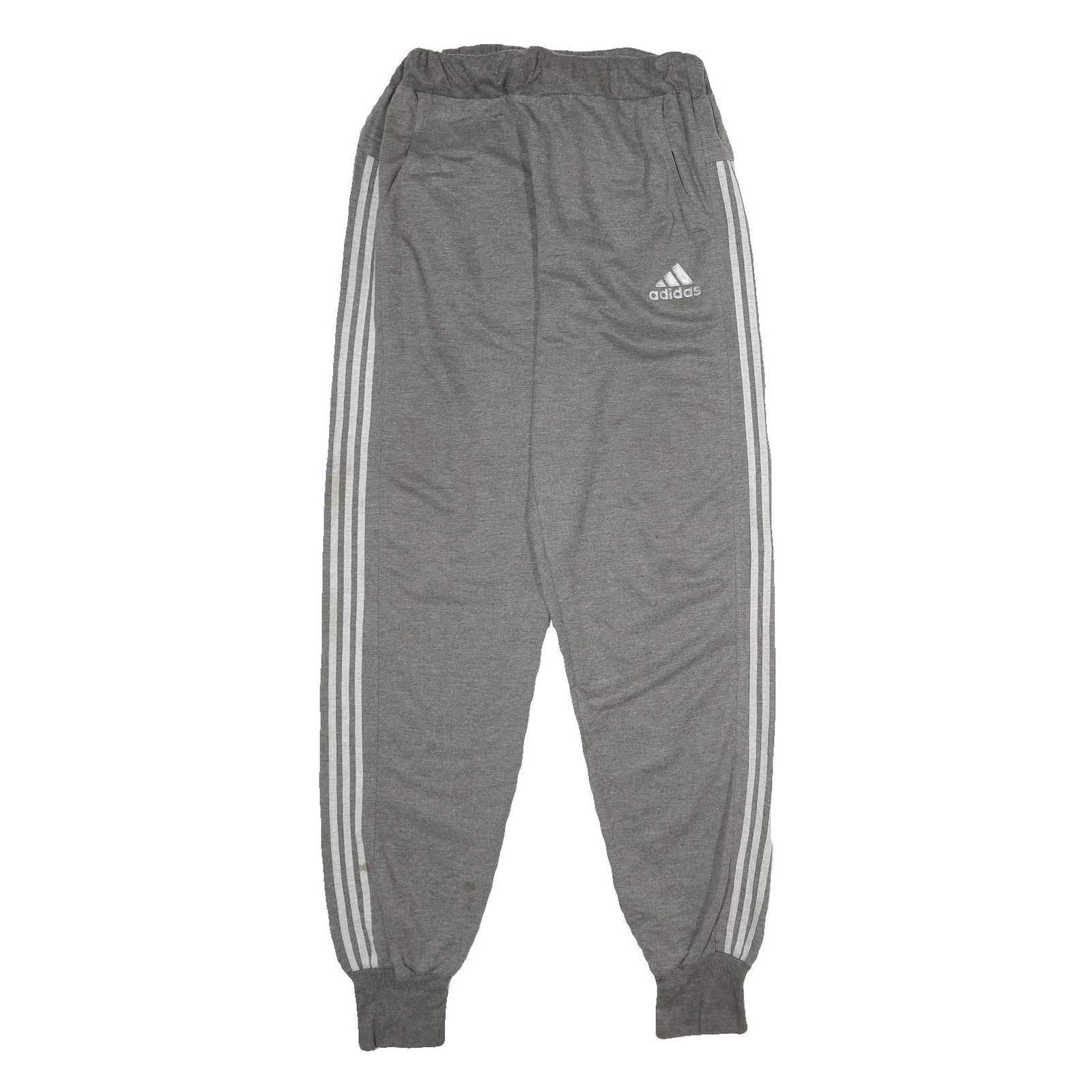 ADIDAS Mens Joggers Grey & White Cotton Blend Slim Tapered 4XL W28 L32