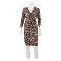 HOBBS LONDON Womens Wrap Dress Brown Viscose Animal Print Knee Length UK 8