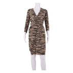 HOBBS LONDON Womens Wrap Dress Brown Viscose Animal Print Knee Length UK 8