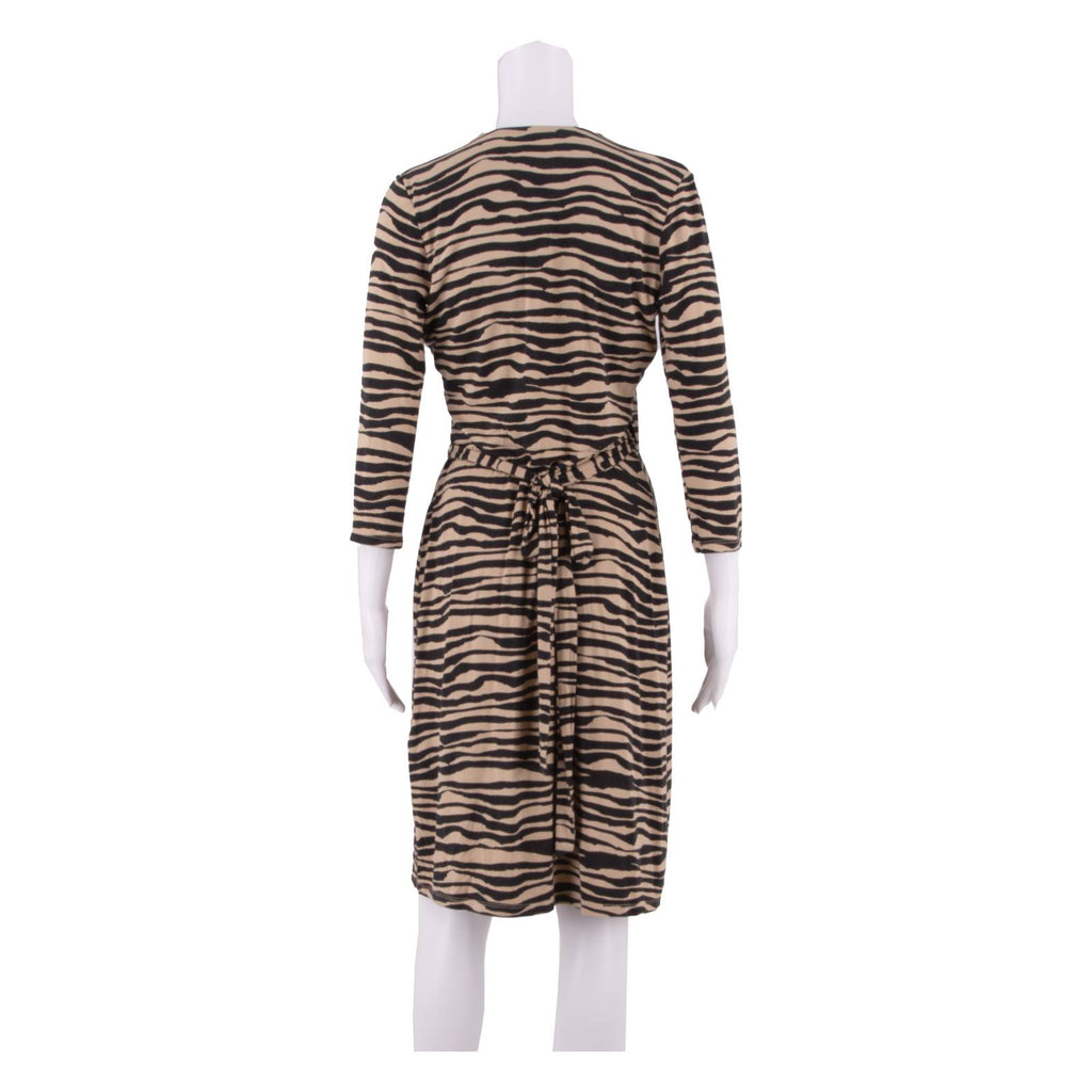 HOBBS LONDON Womens Wrap Dress Brown Viscose Animal Print Knee Length UK 8