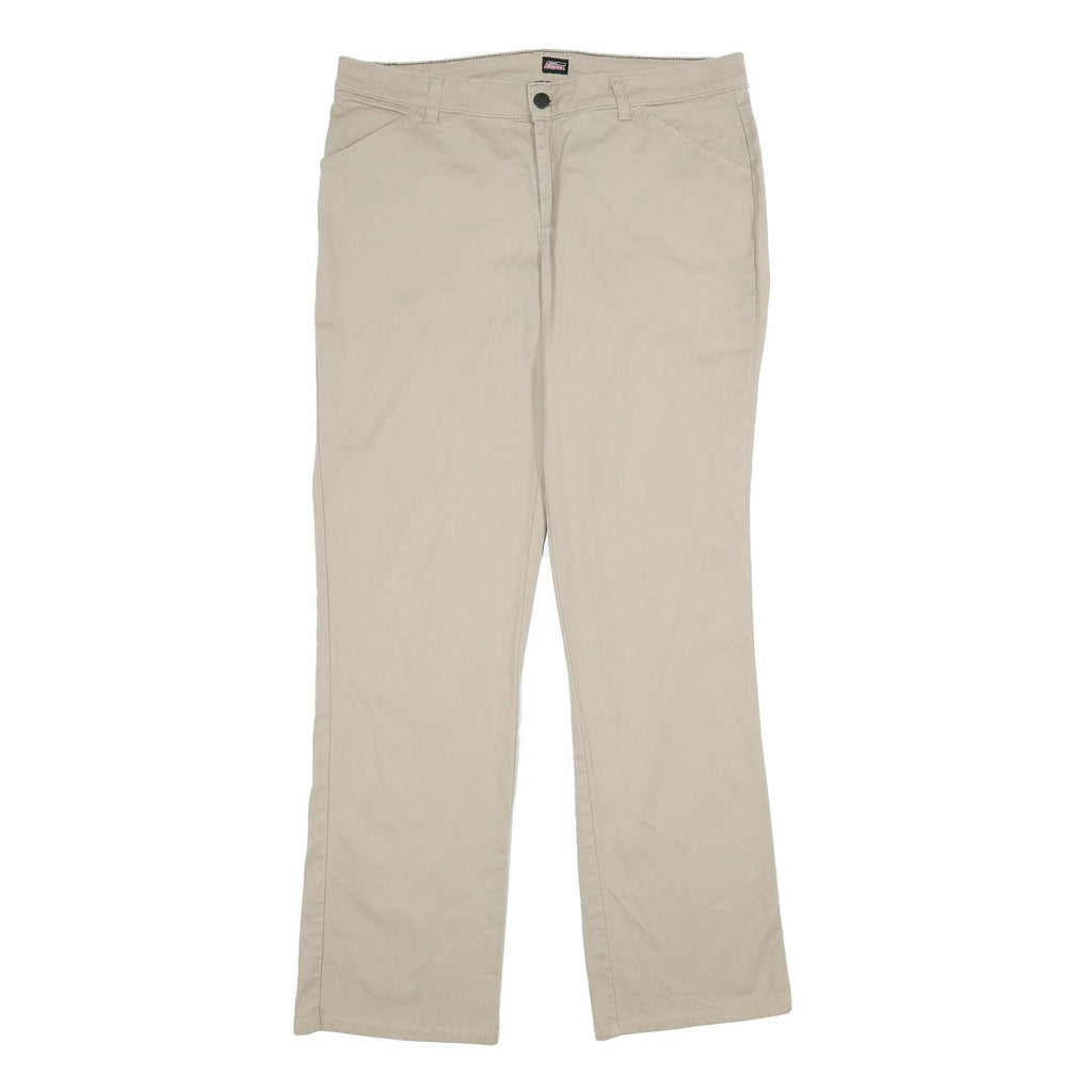 DICKIES Womens Relaxed Beige Cotton Blend Trousers W34 L34 Zip Pockets