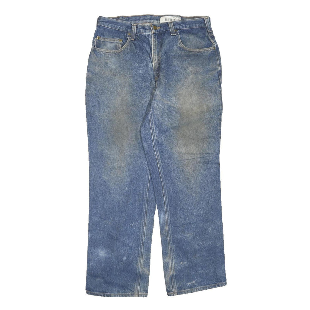 CARHARTT Mens Regular Fit Blue Denim Jeans W34 L30 Casual Workwear Zip Closure