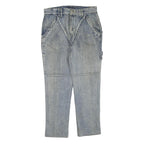 WANG LI Womens Regular Fit Blue Denim Jeans W34 L30 Cotton Blend Zip Pocket