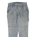 WANG LI Womens Regular Fit Blue Denim Jeans W34 L30 Cotton Blend Zip Pocket