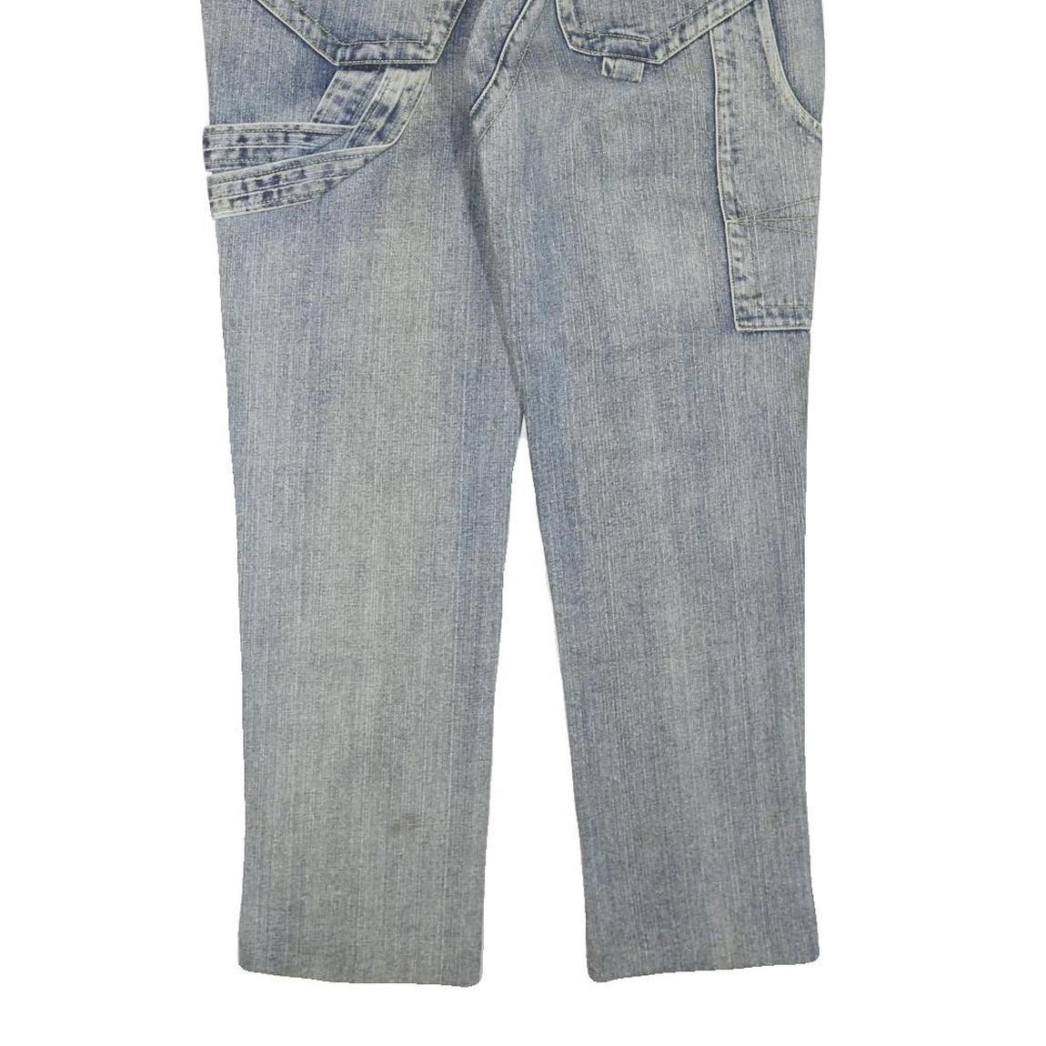 WANG LI Womens Regular Fit Blue Denim Jeans W34 L30 Cotton Blend Zip Pocket