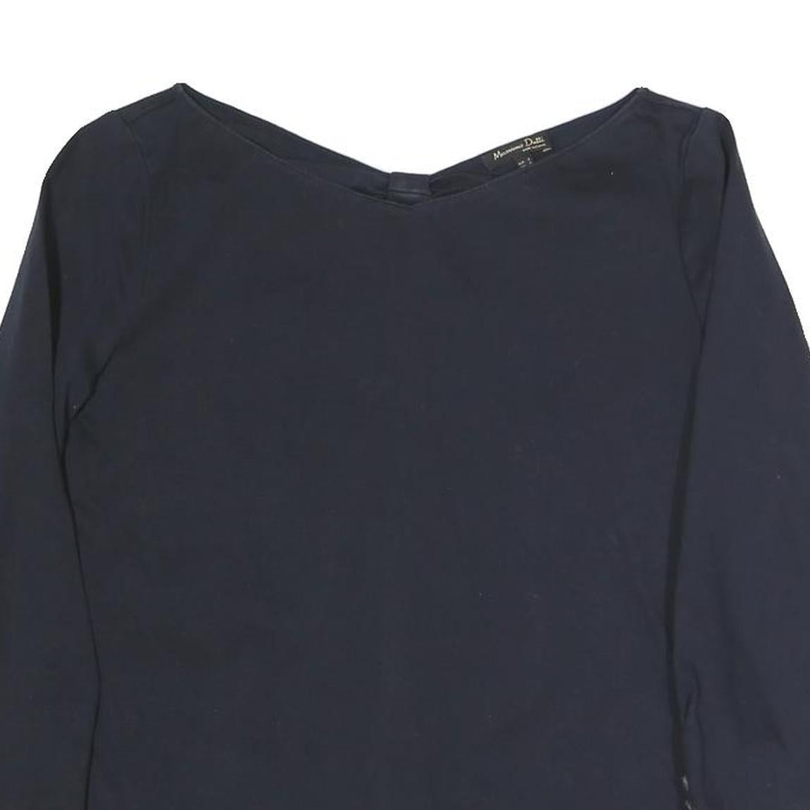 MASSIMO DUTTI Womens Navy Blue Basic Top 3/4 Sleeve Round Neck S