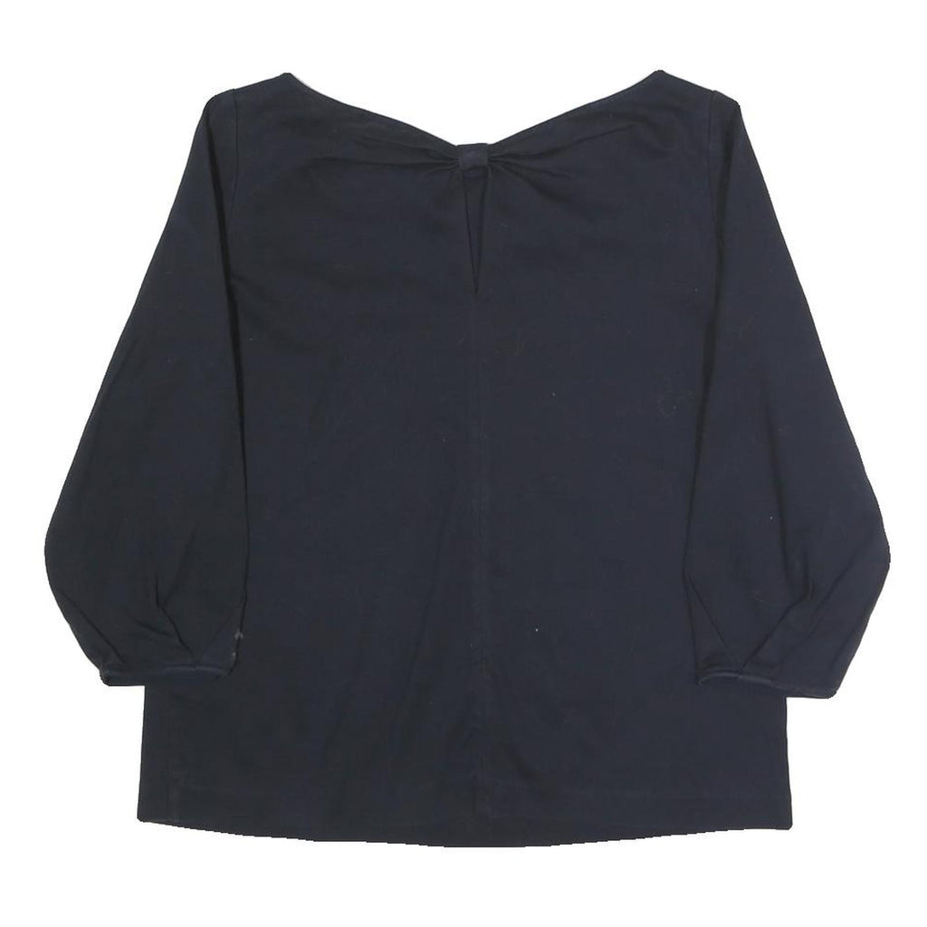 MASSIMO DUTTI Womens Navy Blue Basic Top 3/4 Sleeve Round Neck S