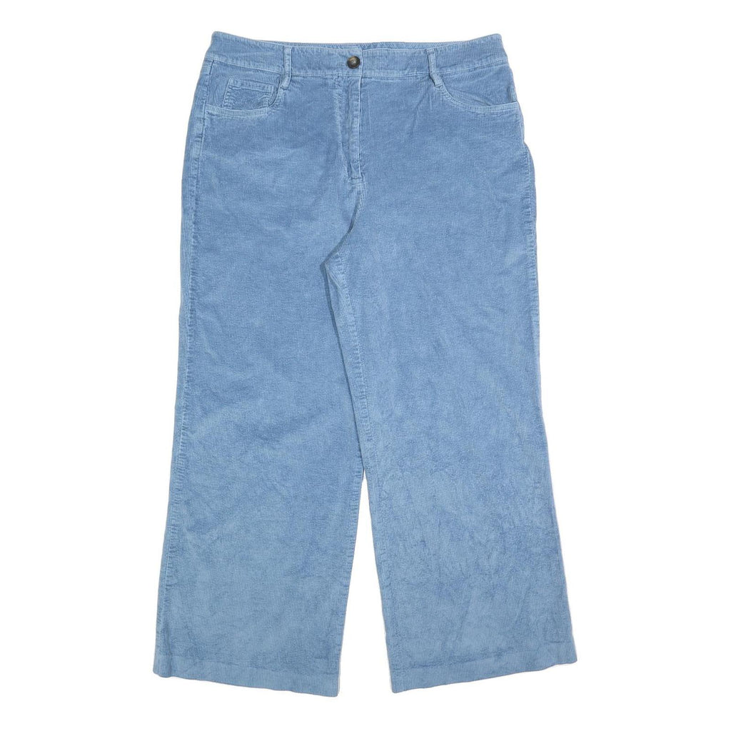 BODEN Womens Cotton Blend Blue Relaxed Wide-Leg Trousers W36 L28 Comfortable