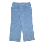 BODEN Womens Cotton Blend Blue Relaxed Wide-Leg Trousers W36 L28 Comfortable