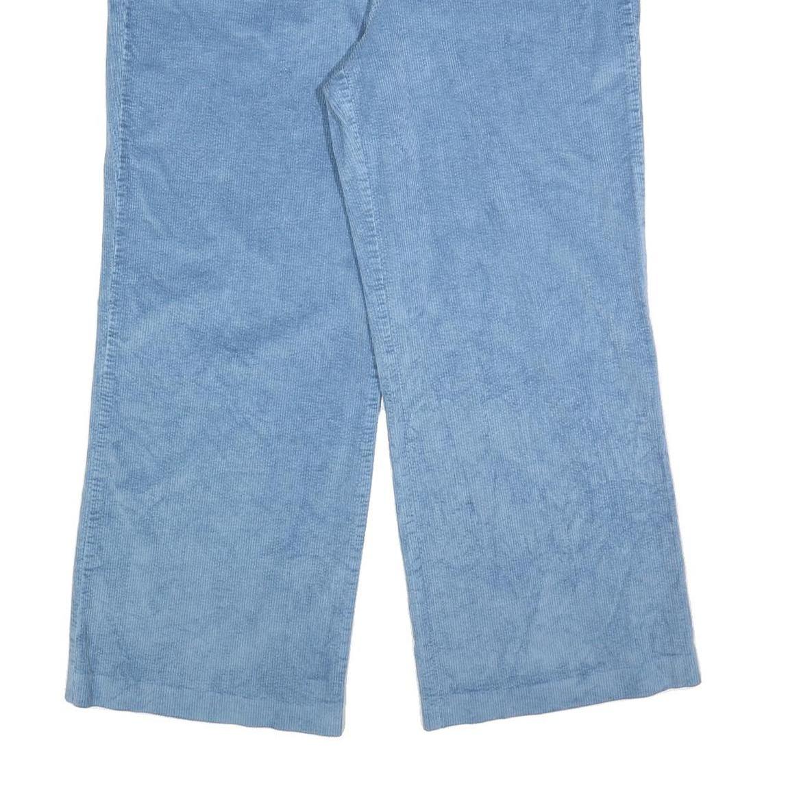 BODEN Womens Cotton Blend Blue Relaxed Wide-Leg Trousers W36 L28 Comfortable