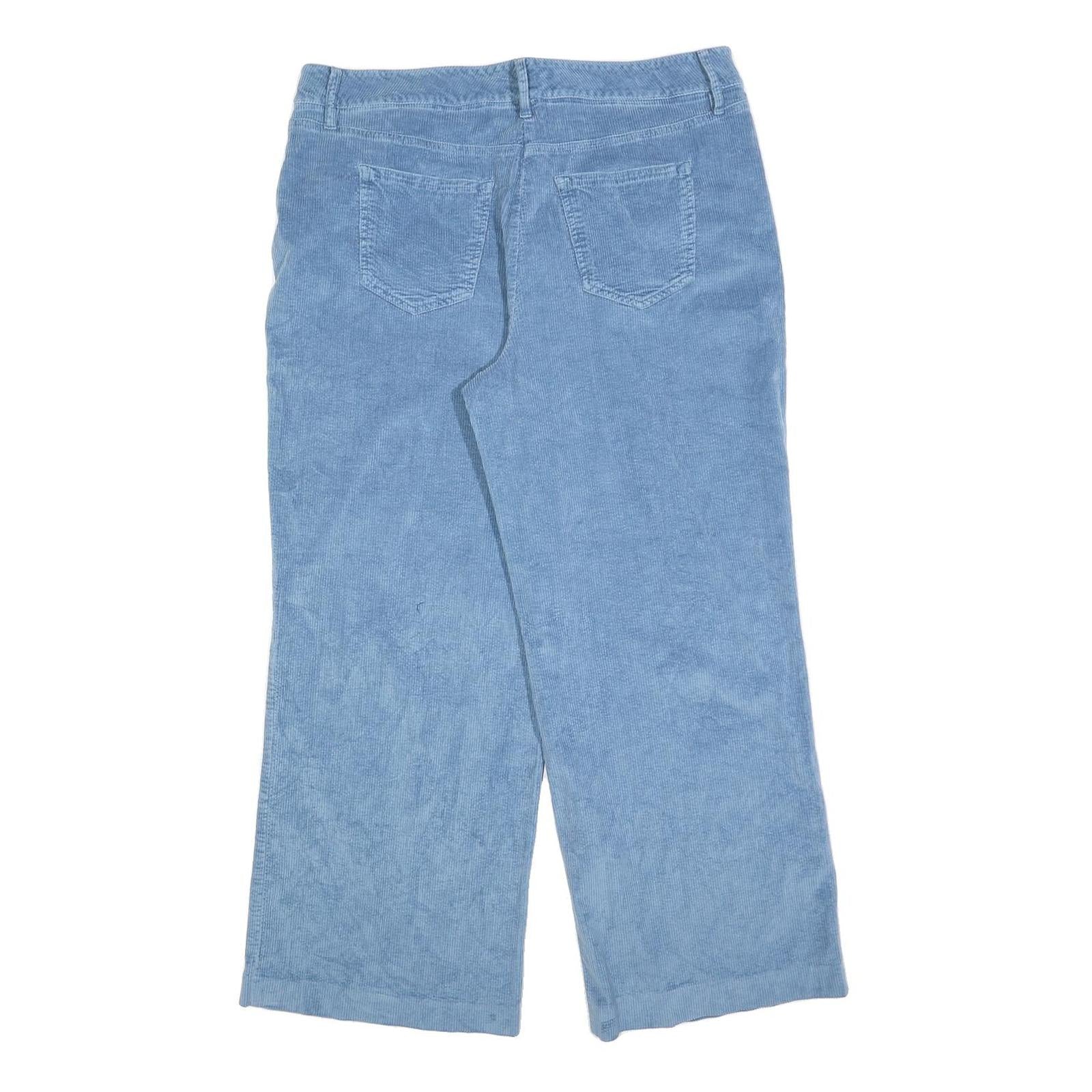 BODEN Womens Cotton Blend Blue Relaxed Wide-Leg Trousers W36 L28 Comfortable