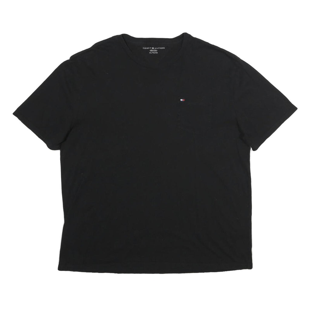 TOMMY HILFIGER Mens Black XL T-Shirt Short Sleeve Crew Neck Classic Cotton