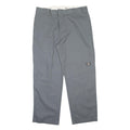 DICKIES Mens Loose Grey Polyester Blend Zip Trousers W40 L32 Casual Workwear