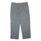 DICKIES Mens Loose Grey Polyester Blend Zip Trousers W40 L32 Casual Workwear