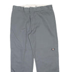 DICKIES Mens Loose Grey Polyester Blend Zip Trousers W40 L32 Casual Workwear