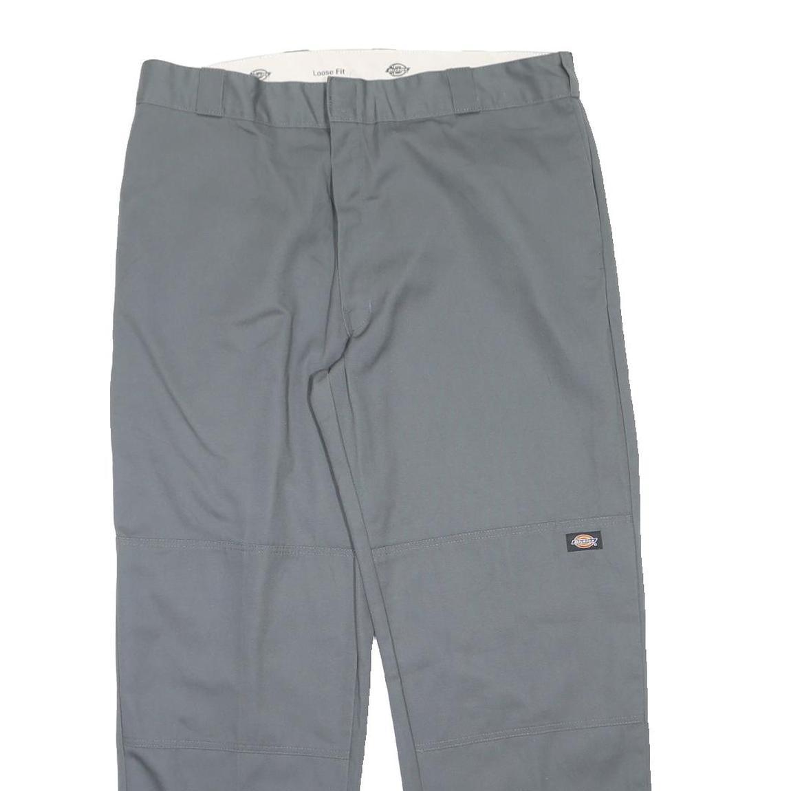 DICKIES Mens Loose Grey Polyester Blend Zip Trousers W40 L32 Casual Workwear