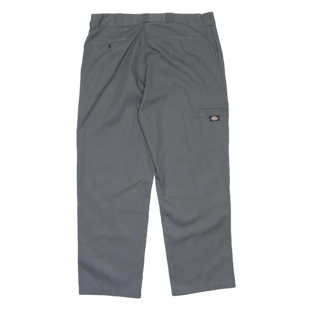 DICKIES Mens Loose Grey Polyester Blend Zip Trousers W40 L32 Casual Workwear