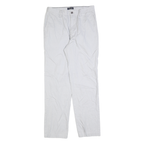NAUTICA Mens White Cotton Blend Regular Fit Straight Leg Trousers W30 L32 Casual