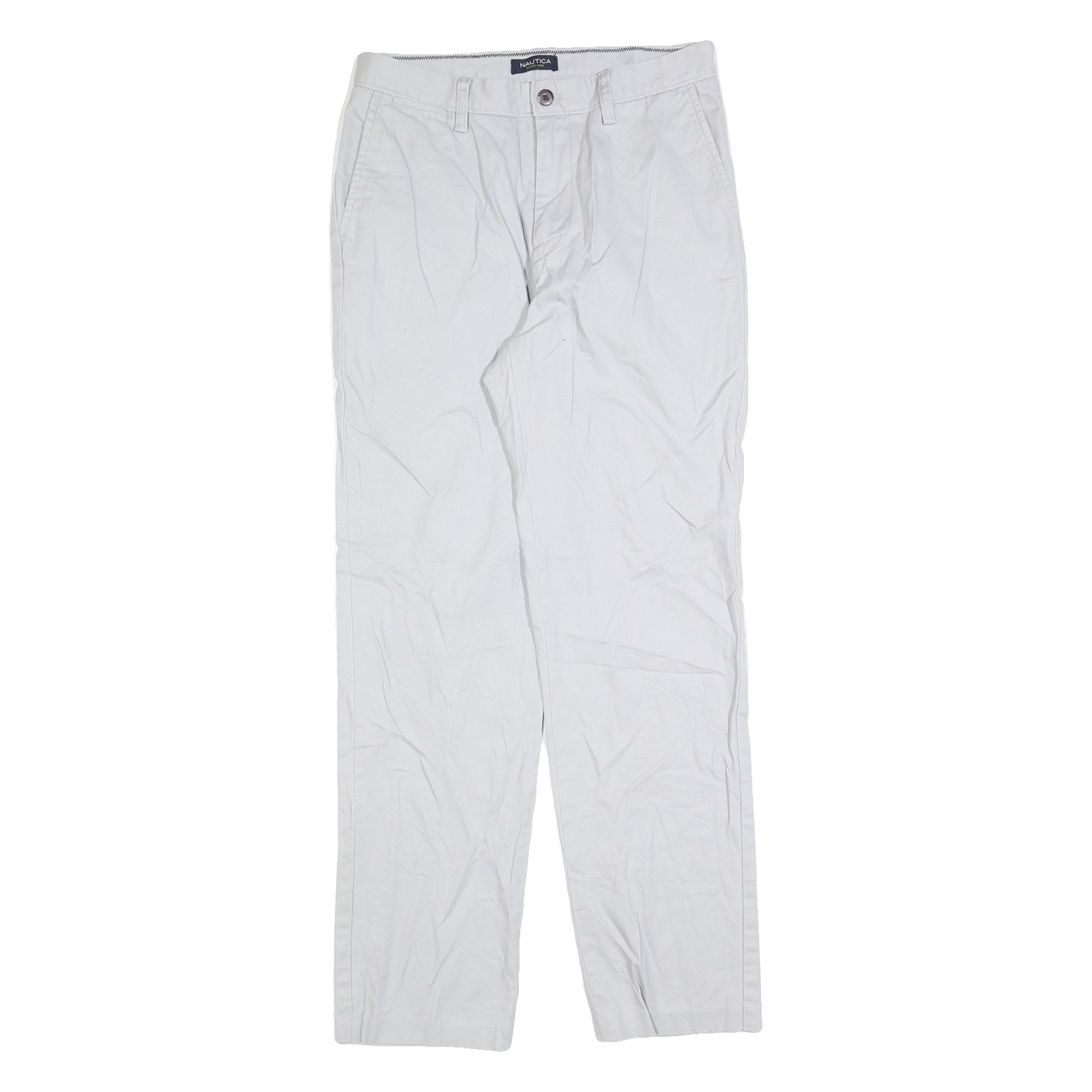 NAUTICA Mens White Cotton Blend Regular Fit Straight Leg Trousers W30 L32 Casual