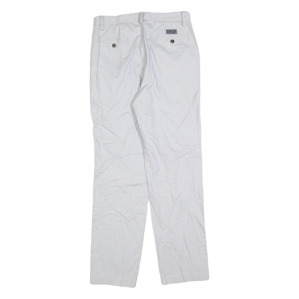 NAUTICA Mens White Cotton Blend Regular Fit Straight Leg Trousers W30 L32 Casual