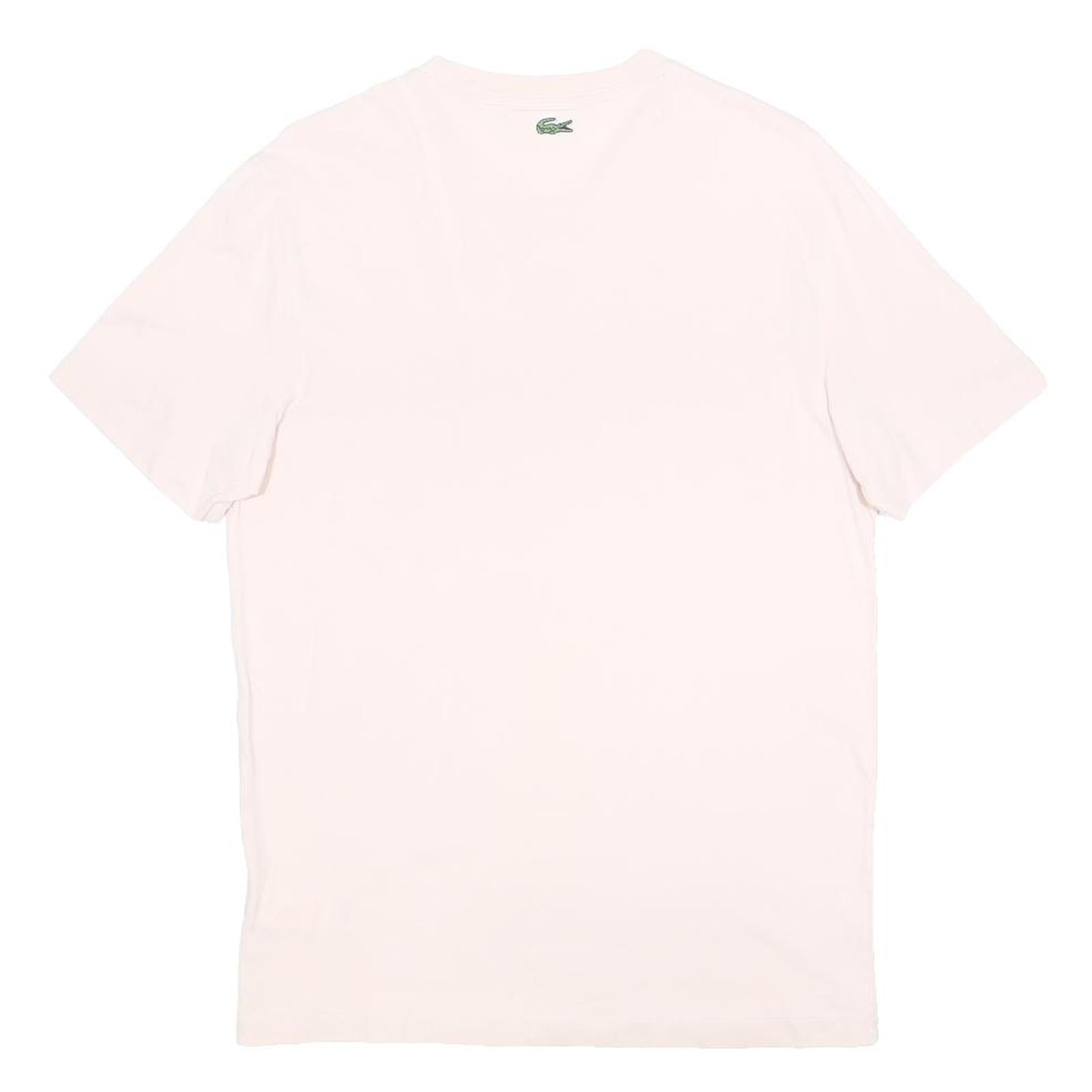 LACOSTE Mens Pink Graphic T-Shirt M Short Sleeve Crew Neck Casual Cotton Blend