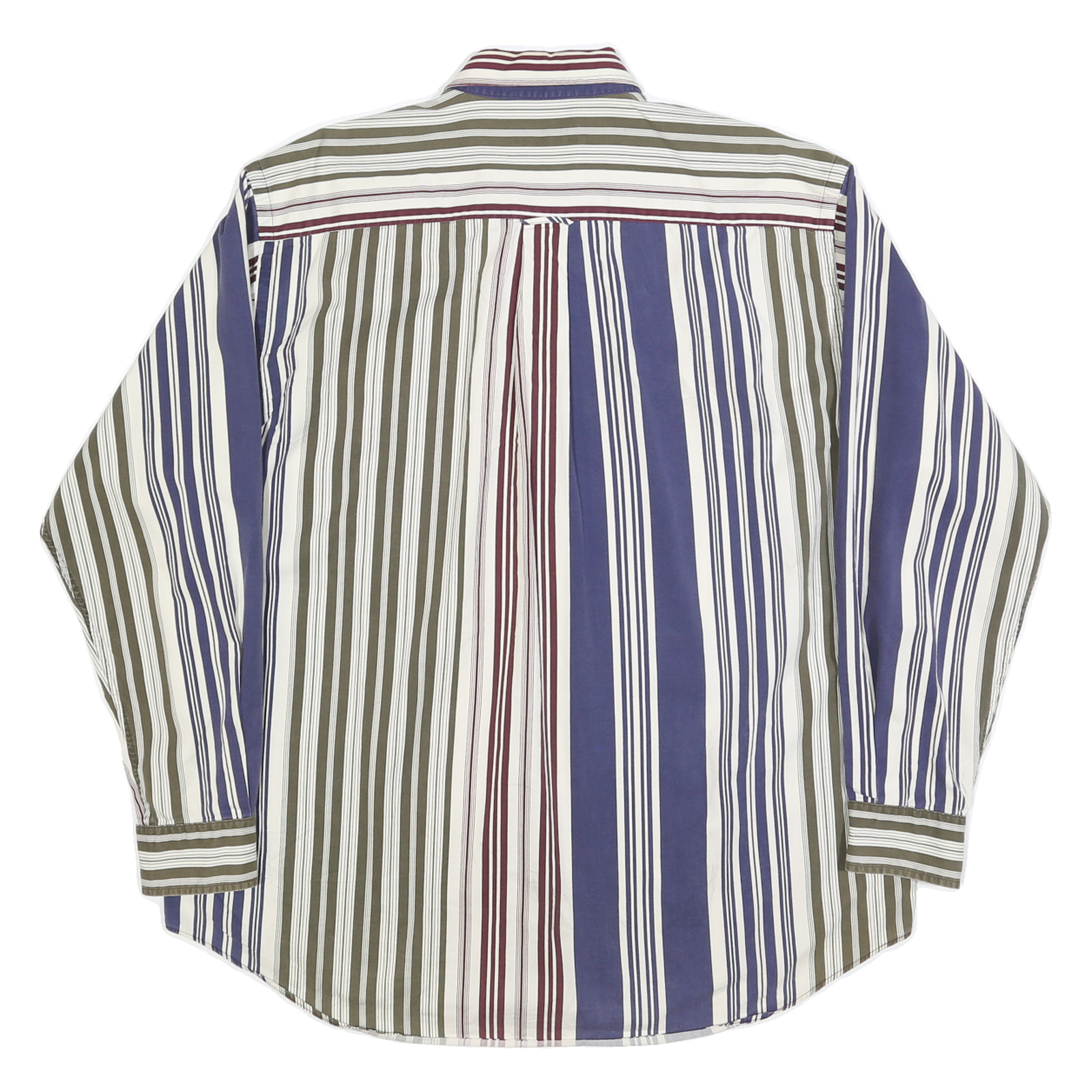 NAUTICA Mens Blue Green Red White Striped Shirt L Button Down Casual Cotton