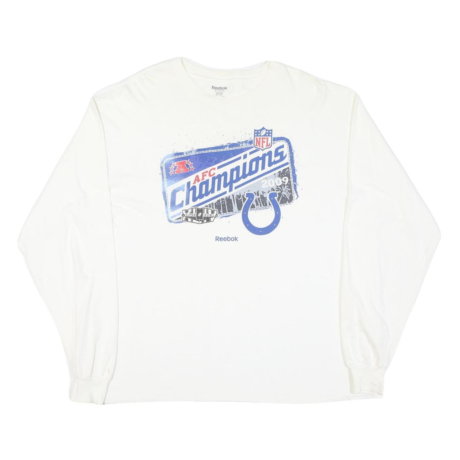 REEBOK Mens White NFL AFC Champions 2009 Graphic Long Sleeve Crew Neck XL