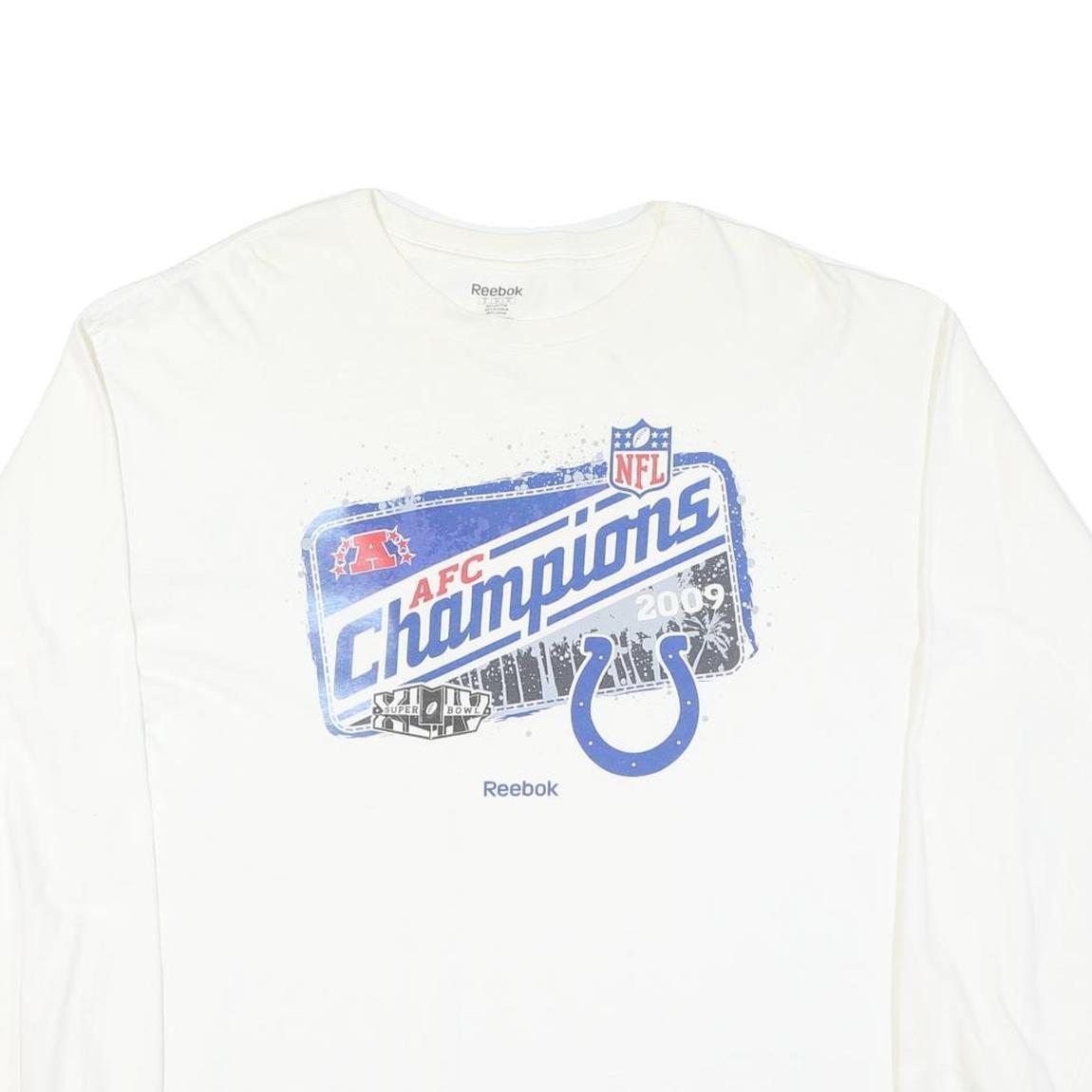 REEBOK Mens White NFL AFC Champions 2009 Graphic Long Sleeve Crew Neck XL