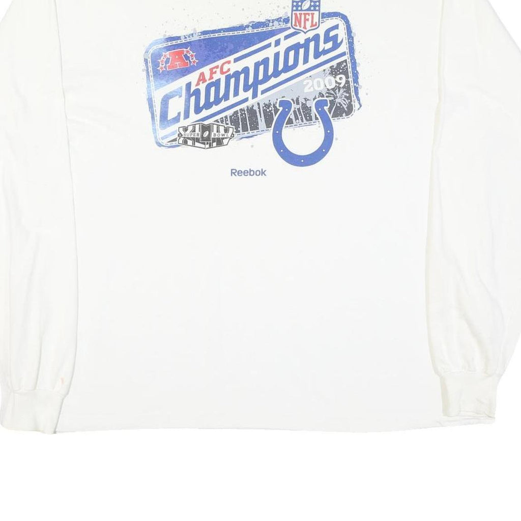 REEBOK Mens White NFL AFC Champions 2009 Graphic Long Sleeve Crew Neck XL