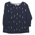 WHITE STUFF Womens Navy Embellished Long Sleeve Round Neck Top UK 10 Viscose