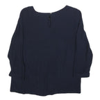 WHITE STUFF Womens Navy Embellished Long Sleeve Round Neck Top UK 10 Viscose