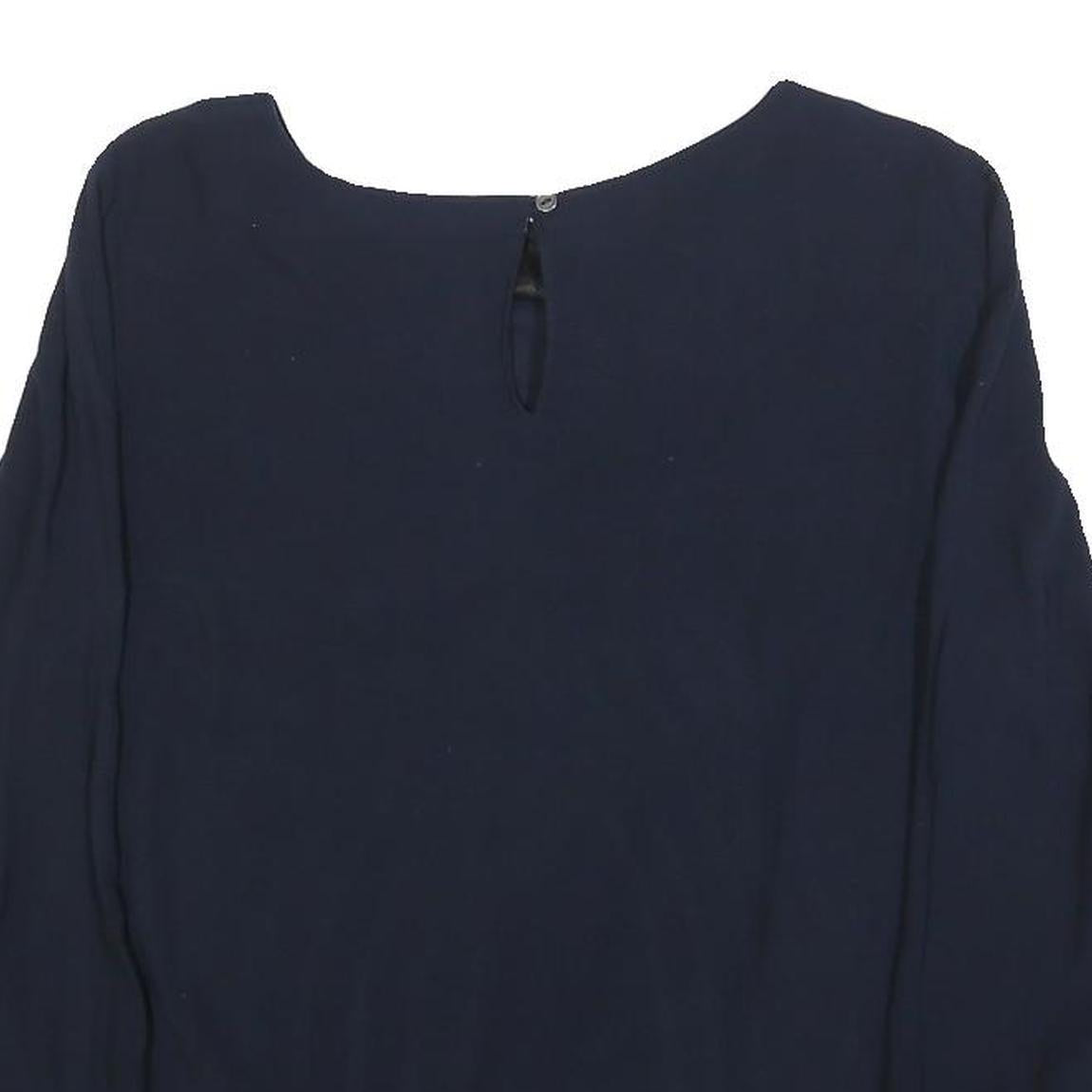 WHITE STUFF Womens Navy Embellished Long Sleeve Round Neck Top UK 10 Viscose